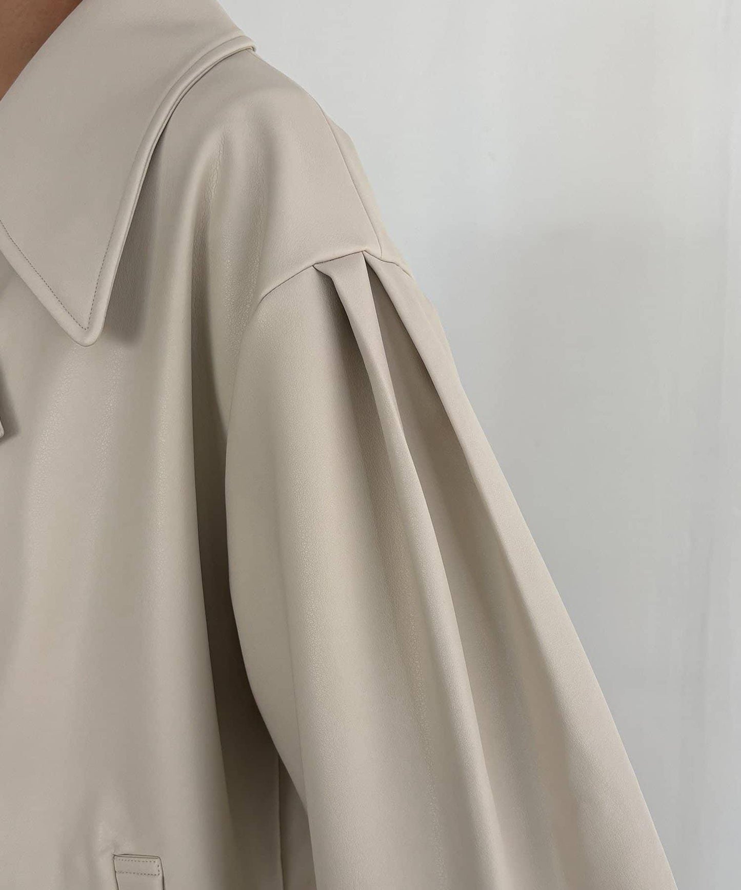 皮革中長款大衣