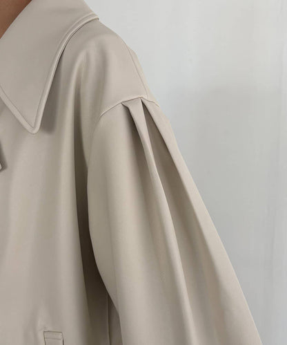 皮革中長款大衣