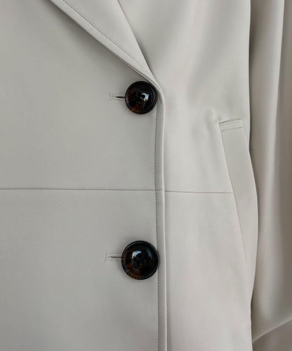 皮革中長款大衣