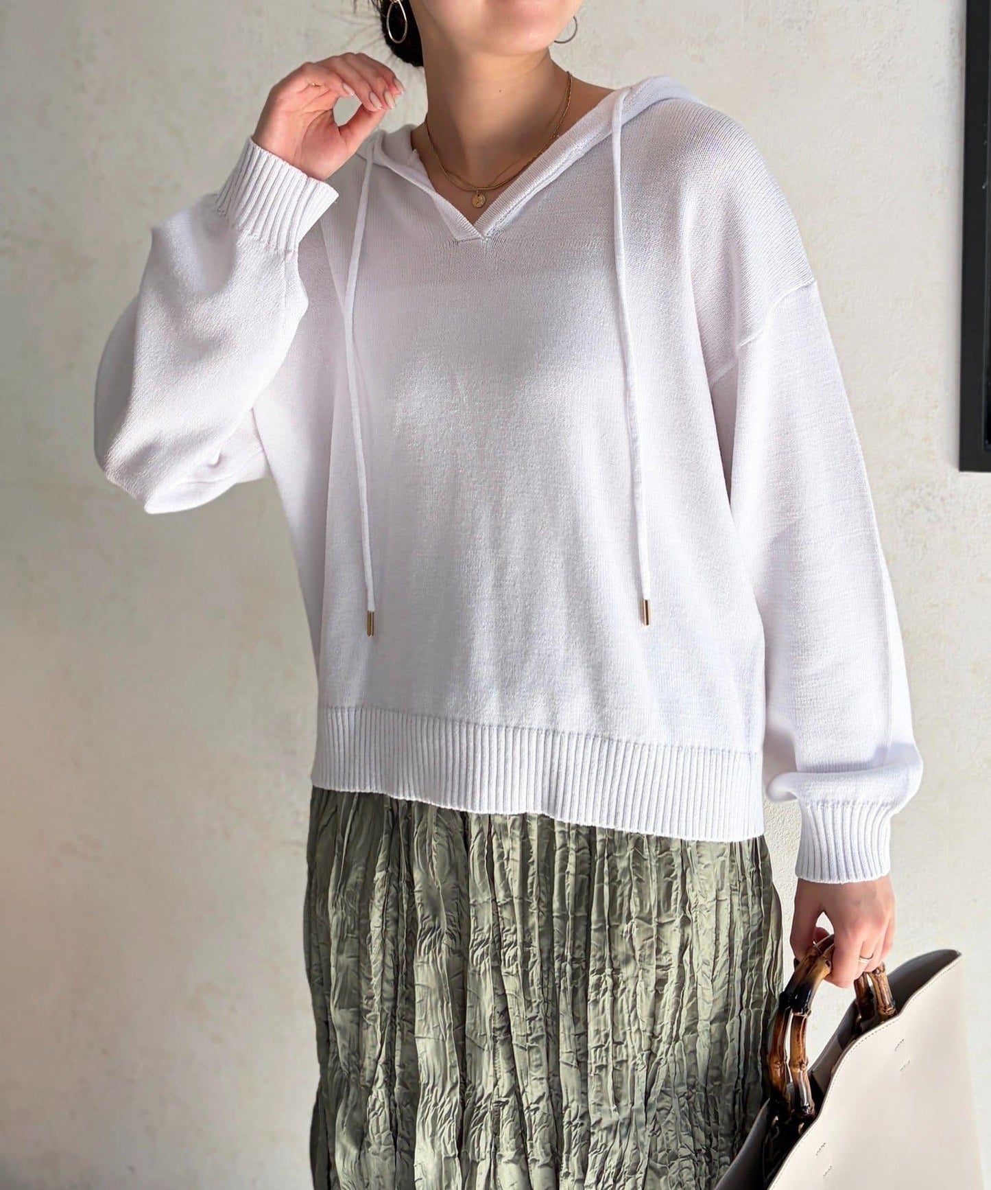 開領設計 針織面料 連帽開衫