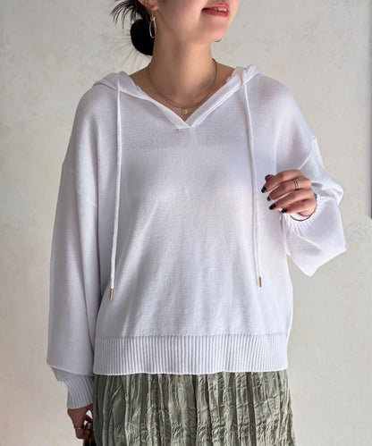 開領設計 針織面料 連帽開衫