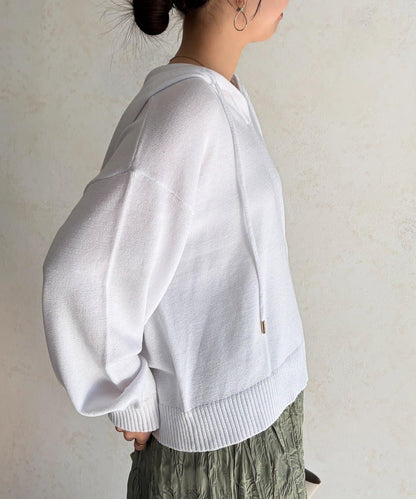 開領設計 針織面料 連帽開衫