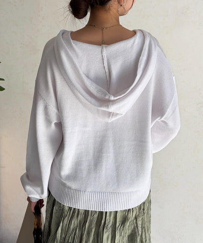 開領設計 針織面料 連帽開衫