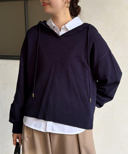 開領設計 針織面料 連帽開衫