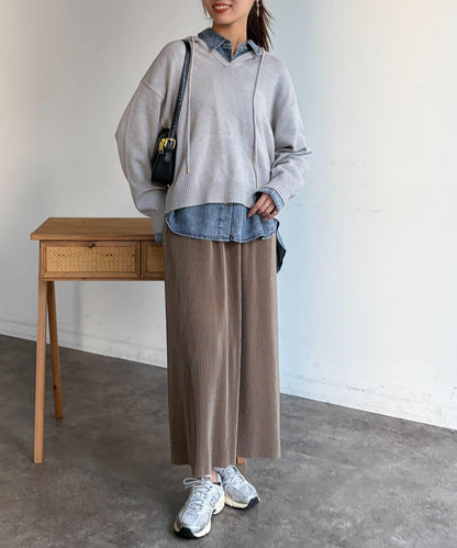 開領設計 針織面料 連帽開衫