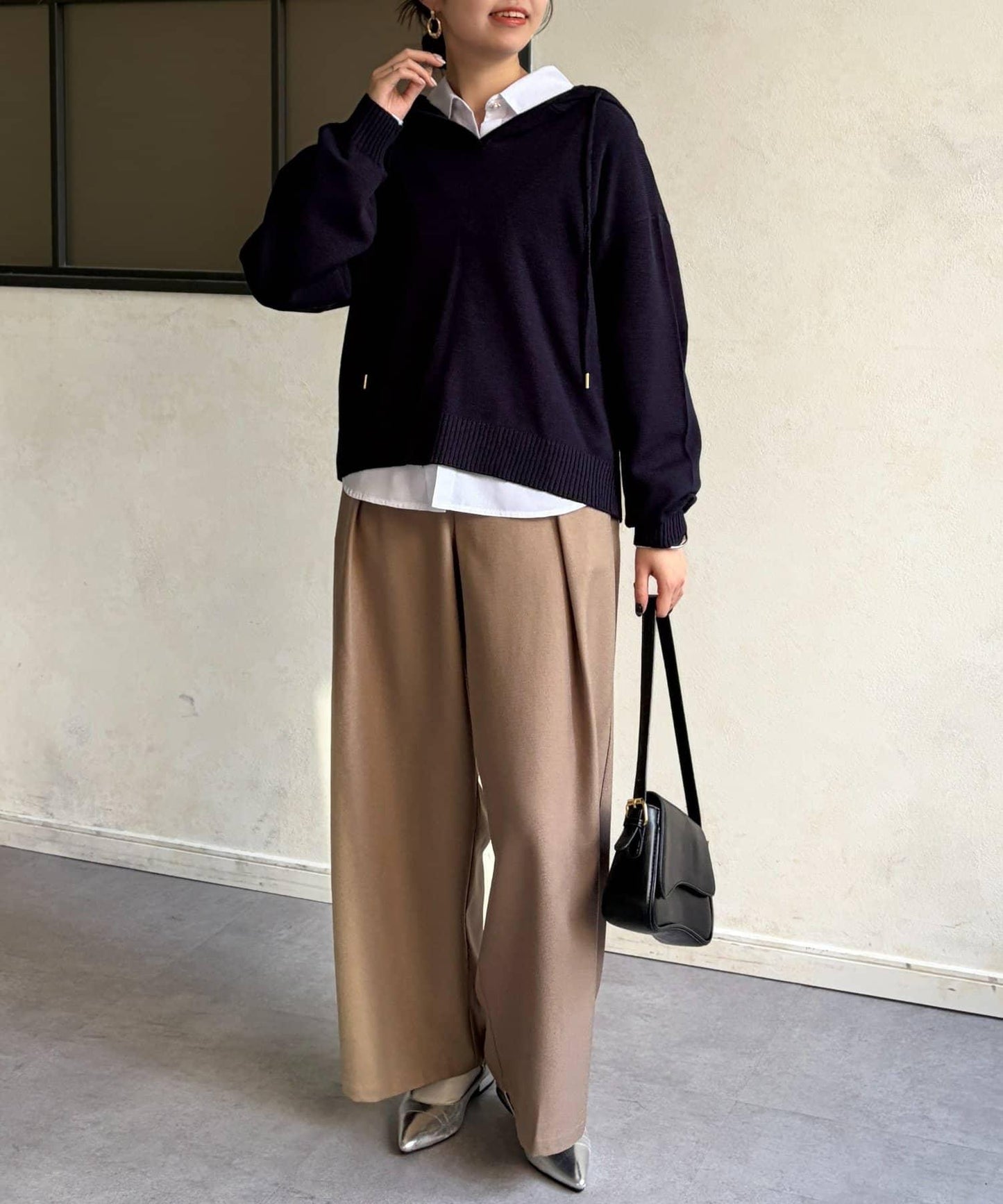 開領設計 針織面料 連帽開衫