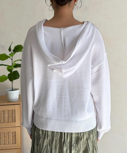 開領設計 針織面料 連帽開衫