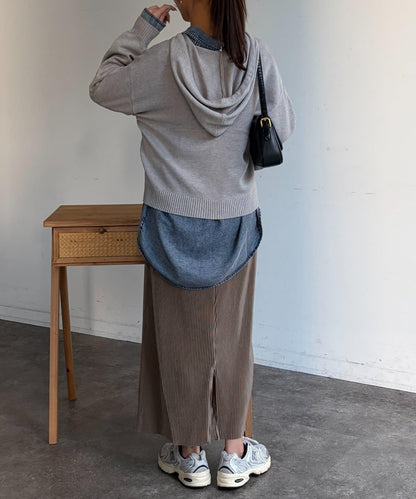 開領設計 針織面料 連帽開衫