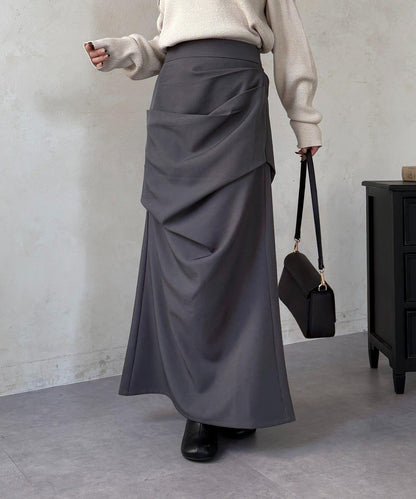 美人魚版型 垂褶設計 半身裙