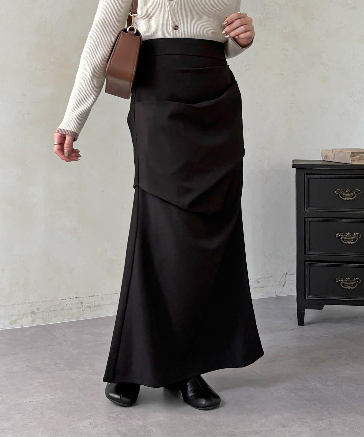 美人魚版型 垂褶設計 半身裙