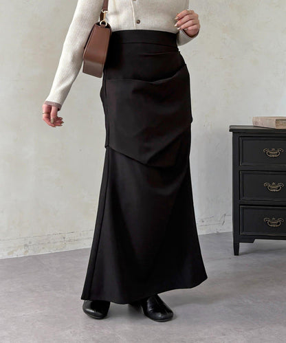 美人魚版型 垂褶設計 半身裙