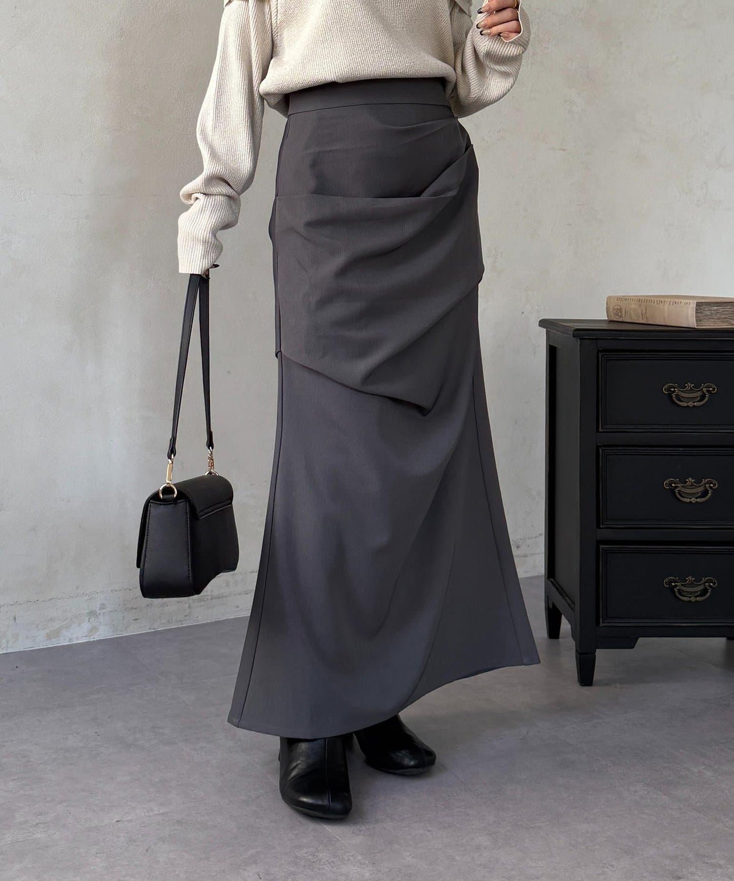 美人魚版型 垂褶設計 半身裙