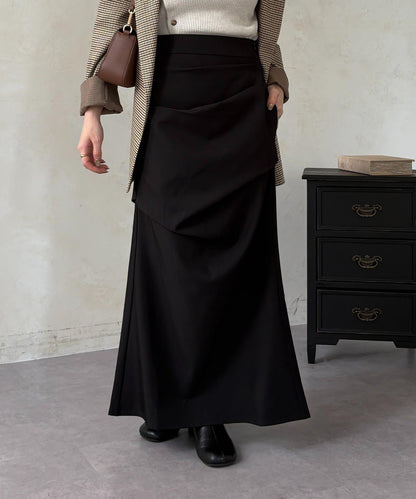 美人魚版型 垂褶設計 半身裙