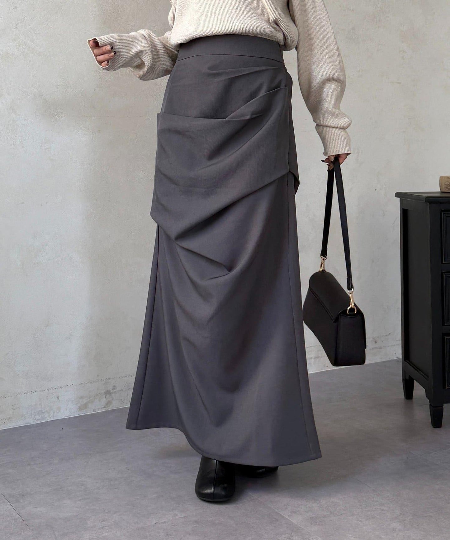 美人魚版型 垂褶設計 半身裙