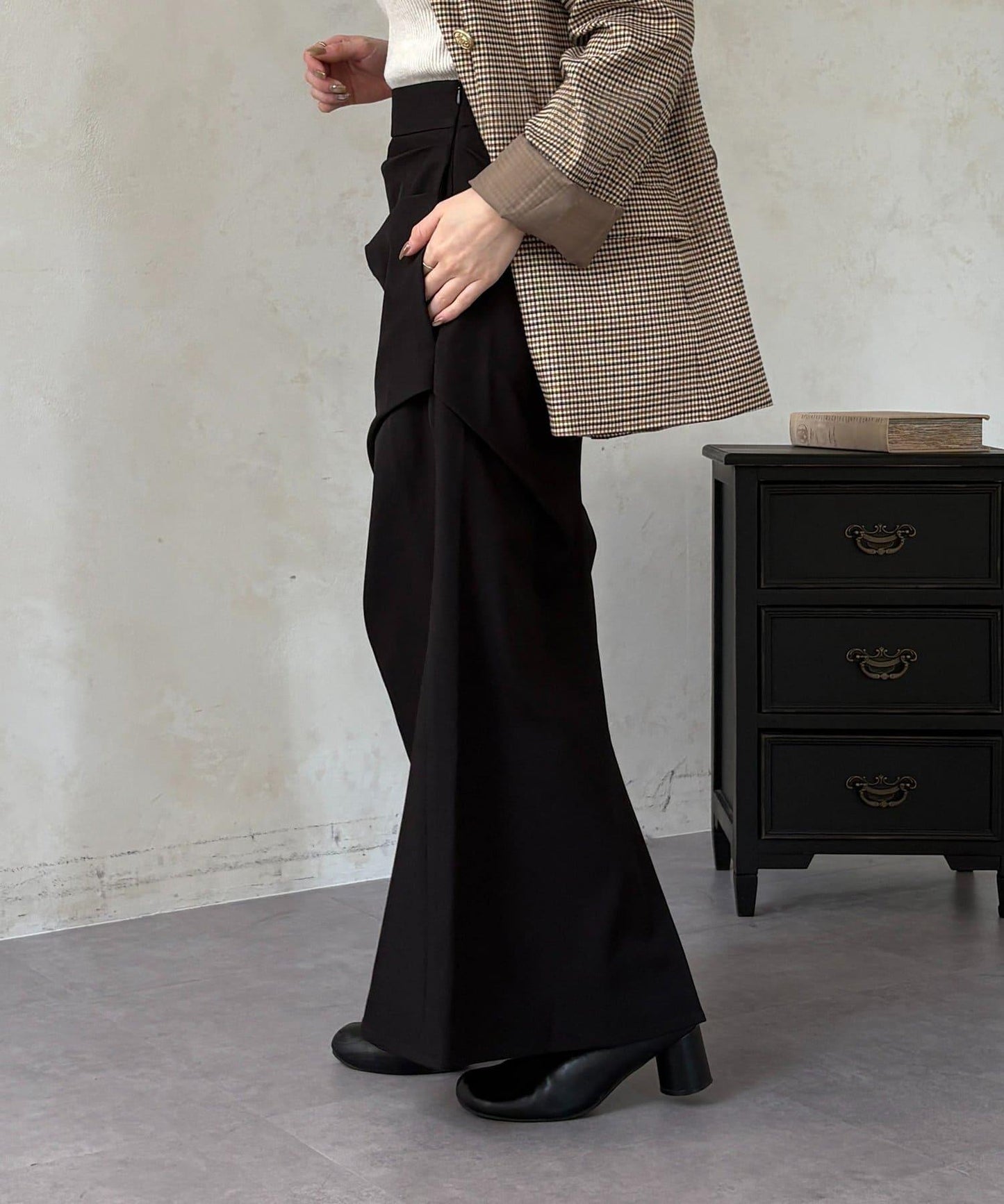 美人魚版型 垂褶設計 半身裙