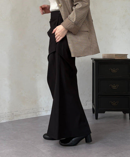 美人魚版型 垂褶設計 半身裙