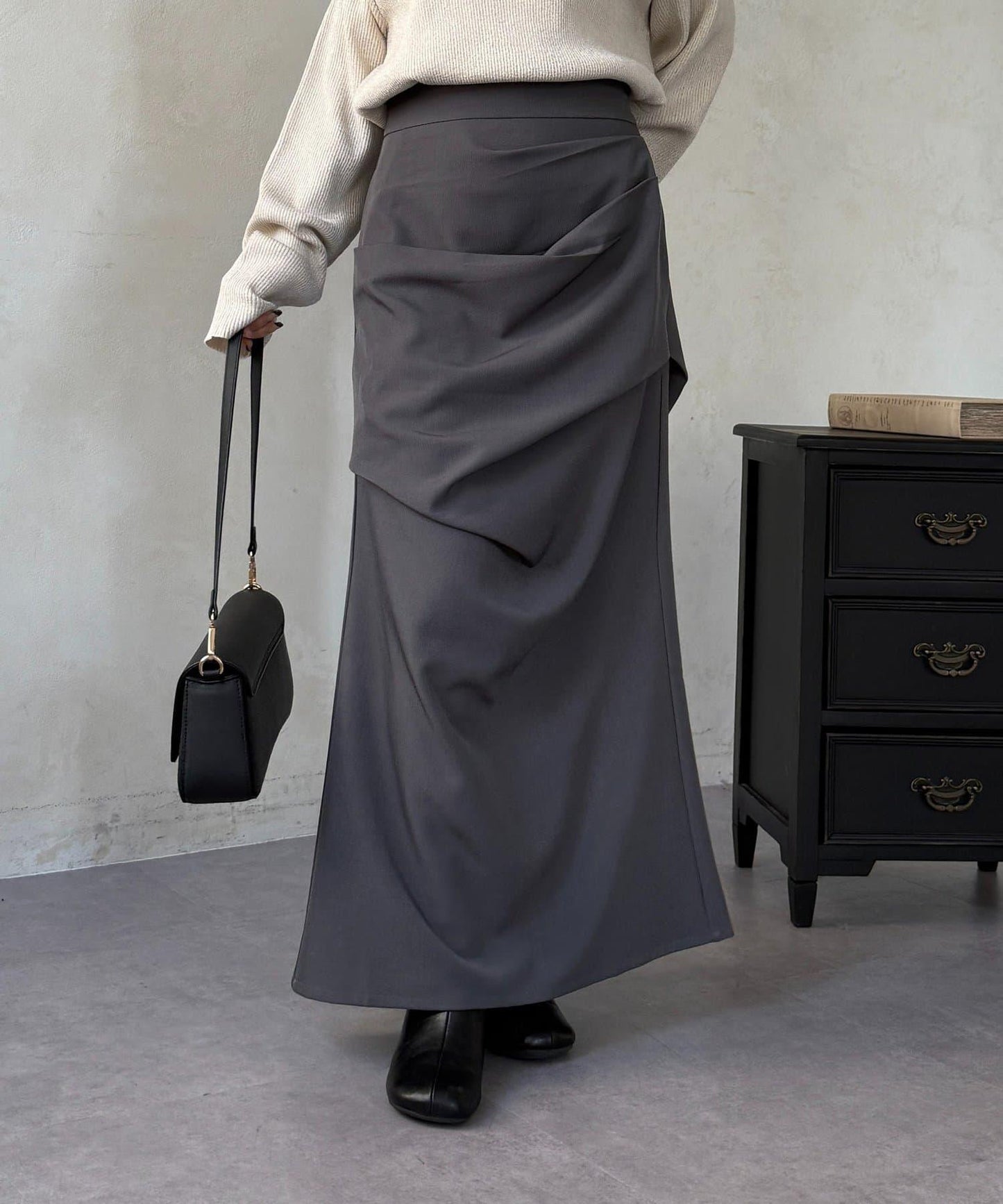 美人魚版型 垂褶設計 半身裙