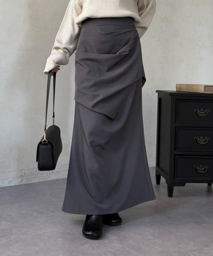 美人魚版型 垂褶設計 半身裙