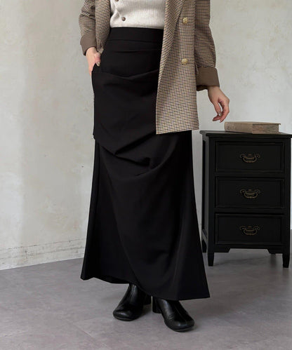 美人魚版型 垂褶設計 半身裙