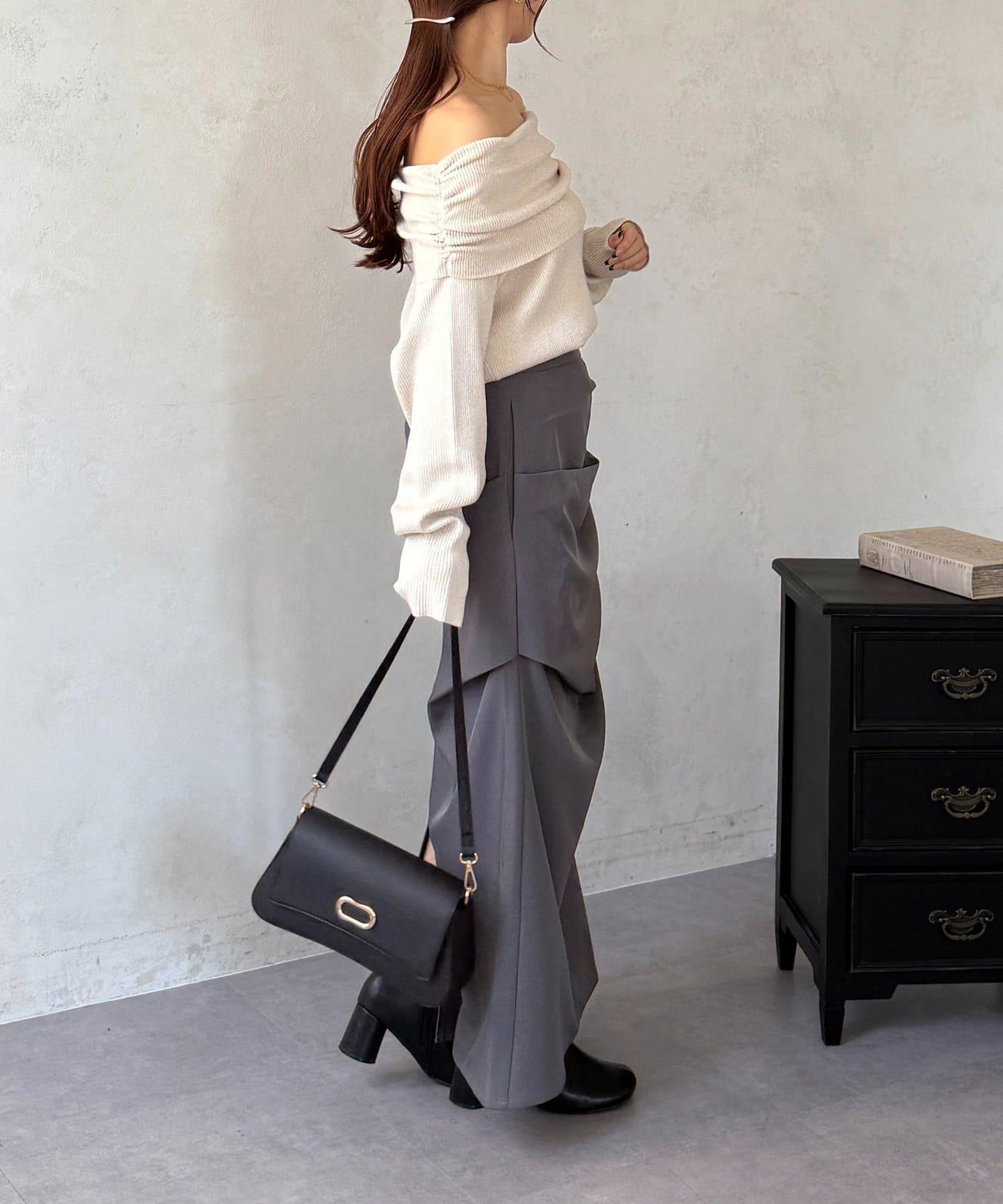 美人魚版型 垂褶設計 半身裙