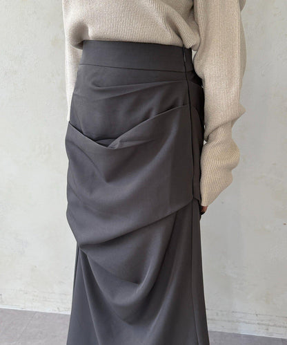 美人魚版型 垂褶設計 半身裙