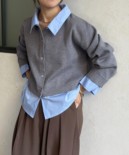 襯衫拼接 針織 套頭衫