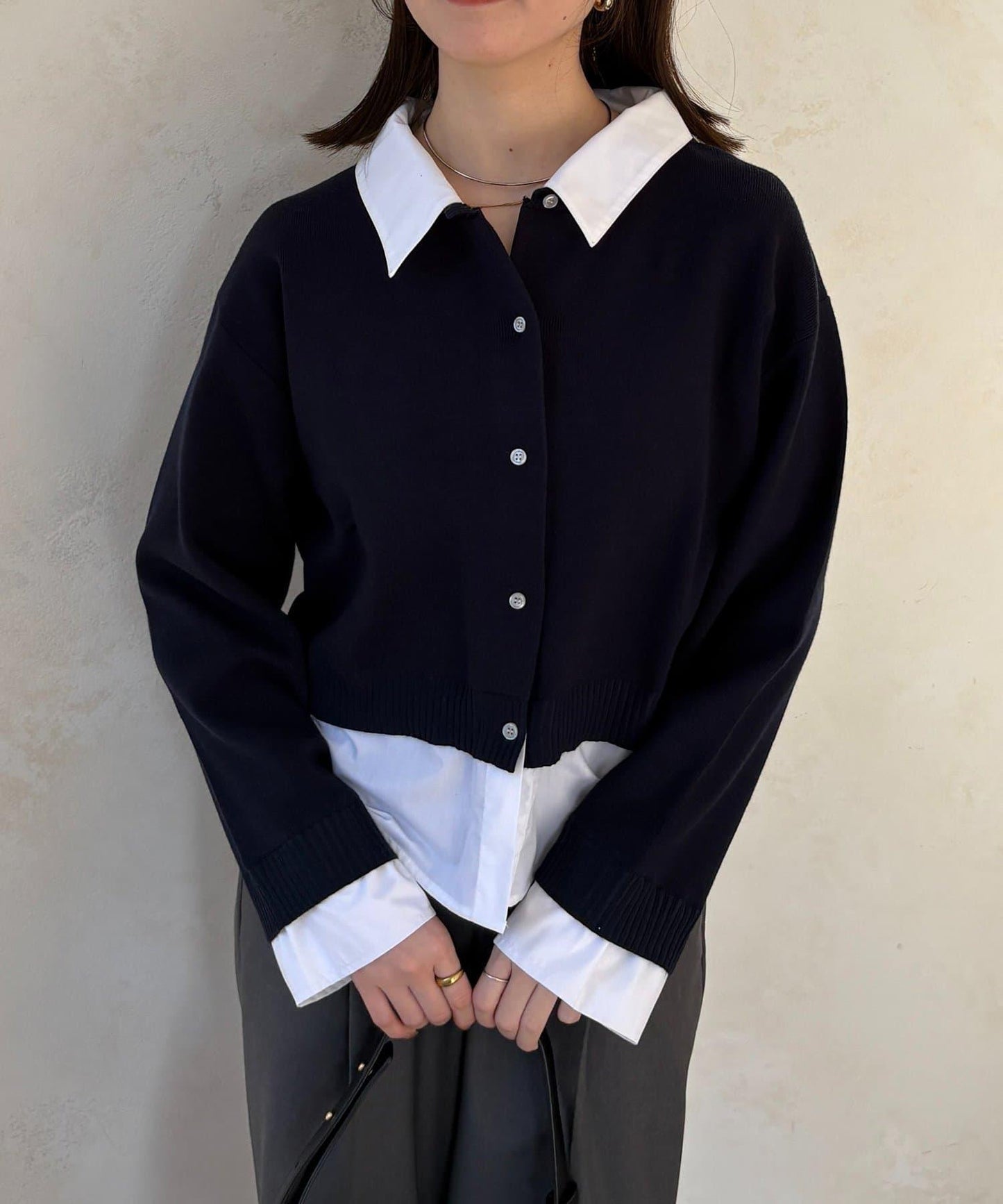 襯衫拼接 針織 套頭衫