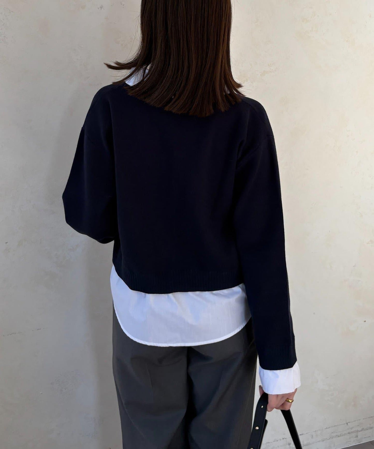 襯衫拼接 針織 套頭衫