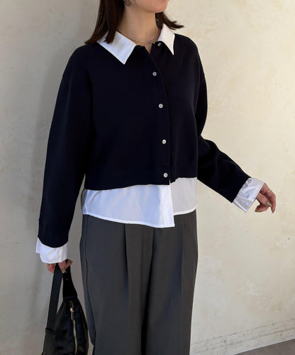 襯衫拼接 針織 套頭衫