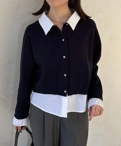 襯衫拼接 針織 套頭衫