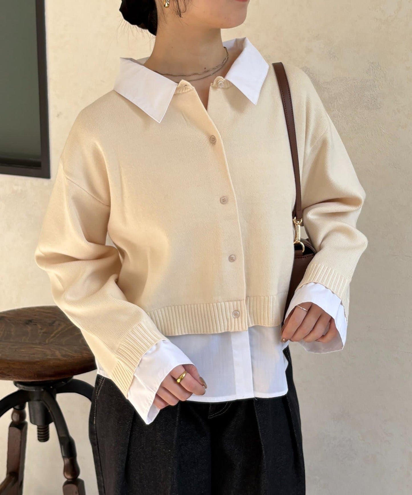 襯衫拼接 針織 套頭衫
