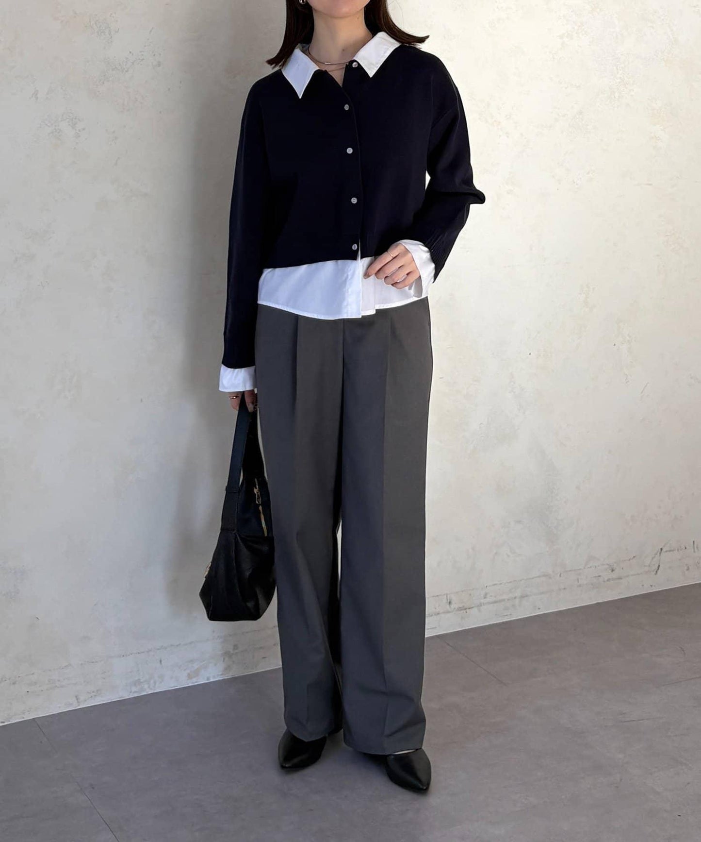 襯衫拼接 針織 套頭衫