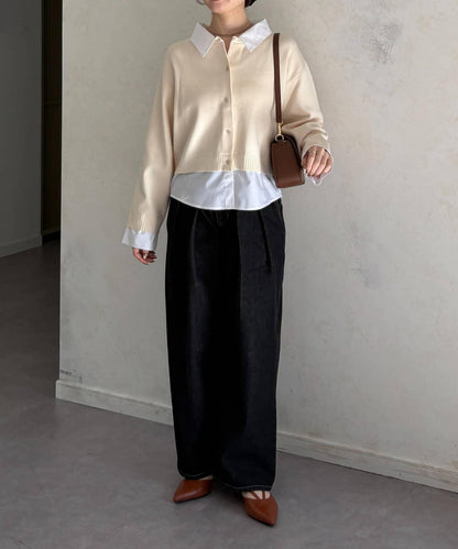 襯衫拼接 針織 套頭衫