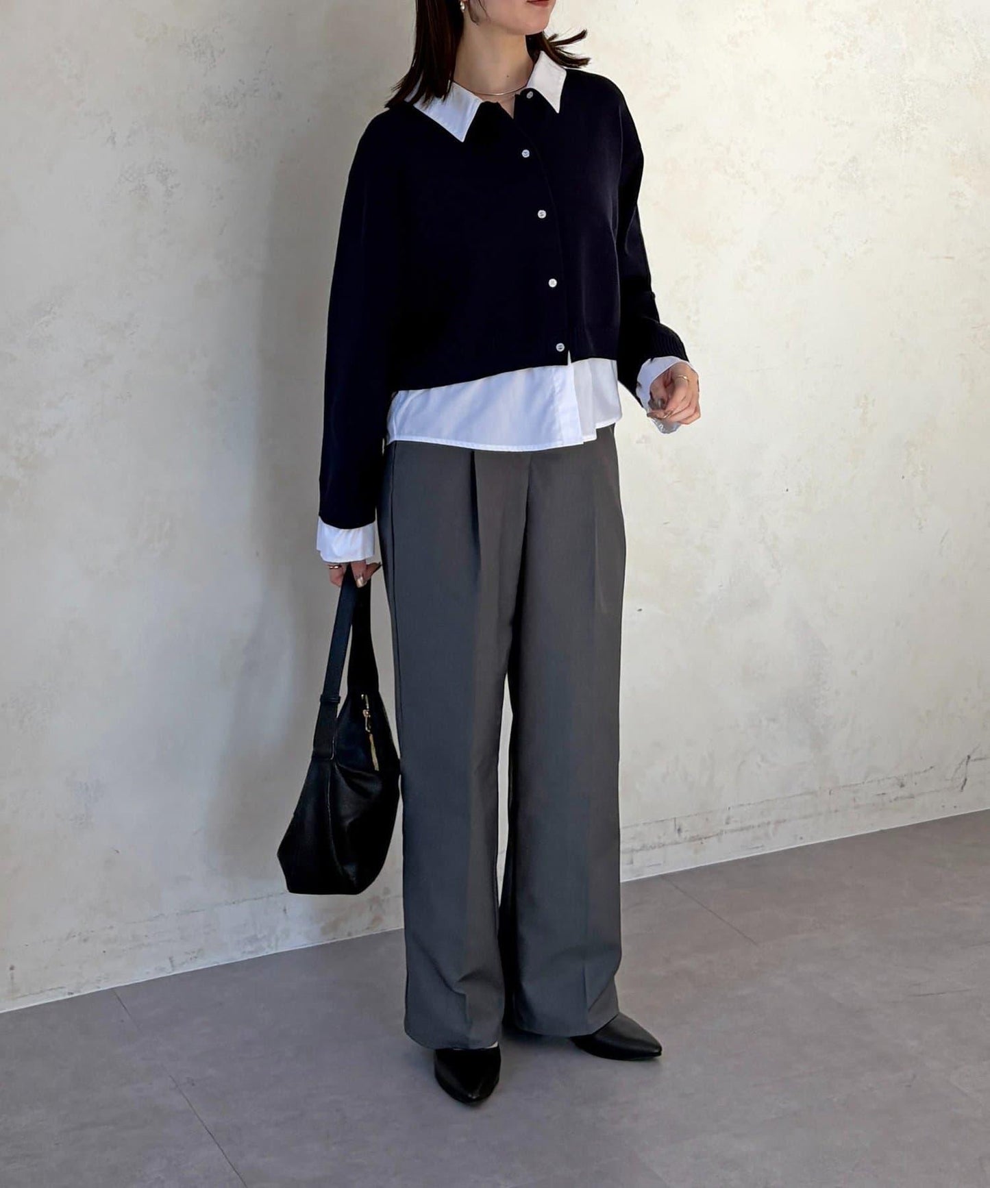 襯衫拼接 針織 套頭衫