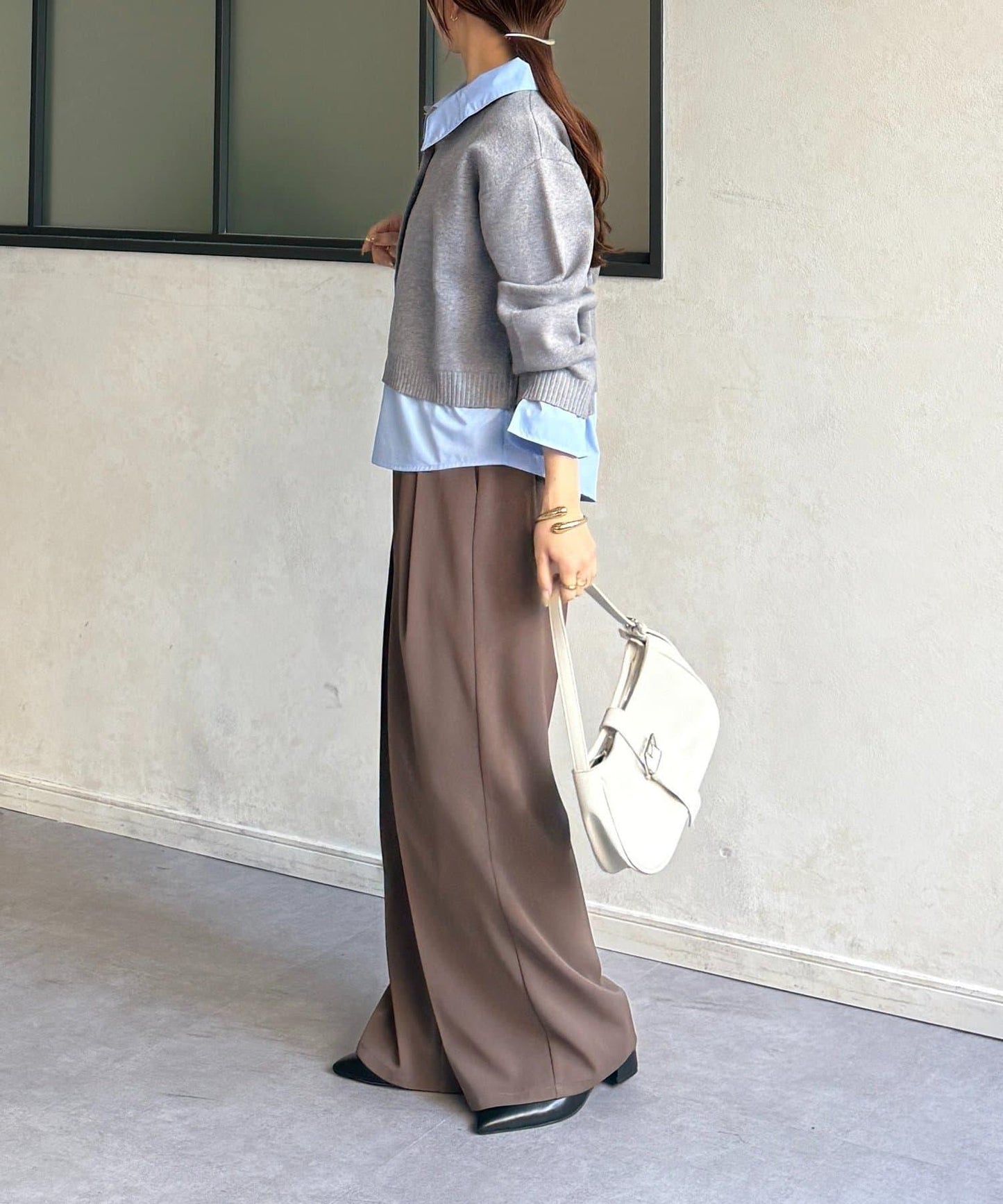 襯衫拼接 針織 套頭衫