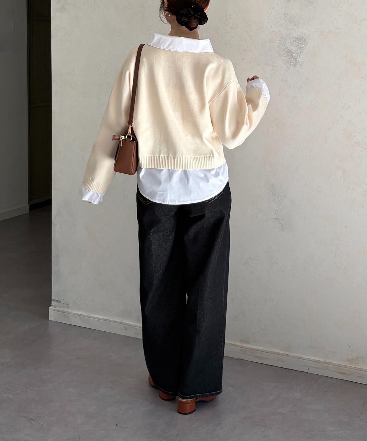 襯衫拼接 針織 套頭衫