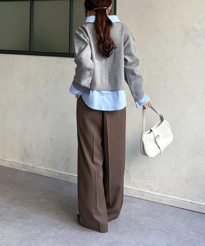 襯衫拼接 針織 套頭衫