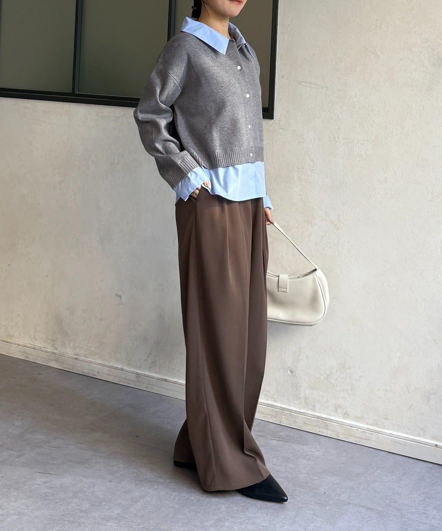 襯衫拼接 針織 套頭衫