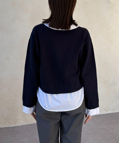 襯衫拼接 針織 套頭衫