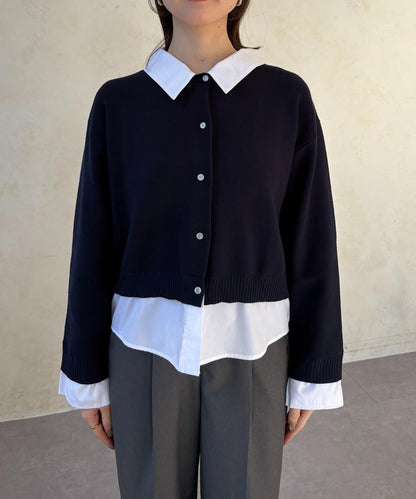 襯衫拼接 針織 套頭衫