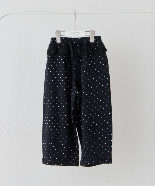 兒童款 含中大童尺碼 腰部蕾絲波點 休閒衛褲