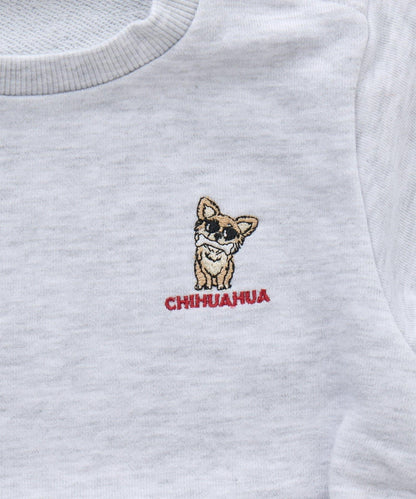 狗狗刺繡衛衣面料嬰兒連體衣（色）