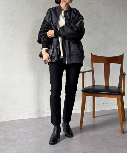 牛仔拼接袖 MA1 夾克