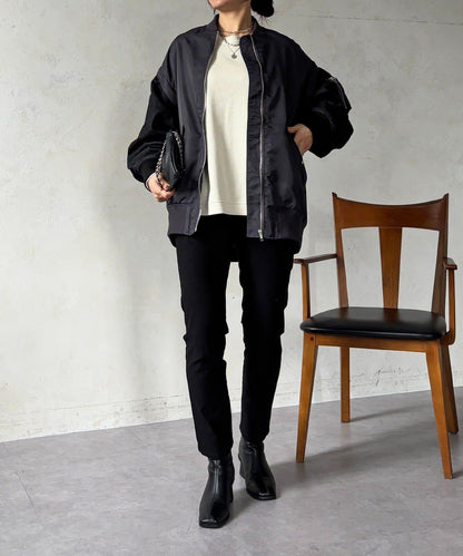 牛仔拼接袖 MA1 夾克