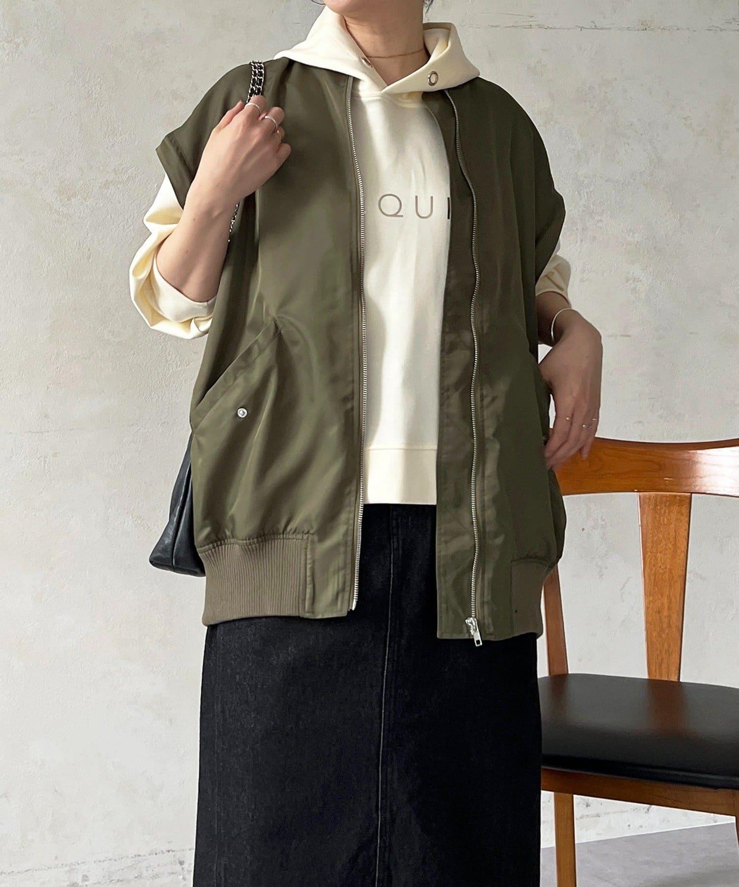 牛仔拼接袖 MA1 夾克