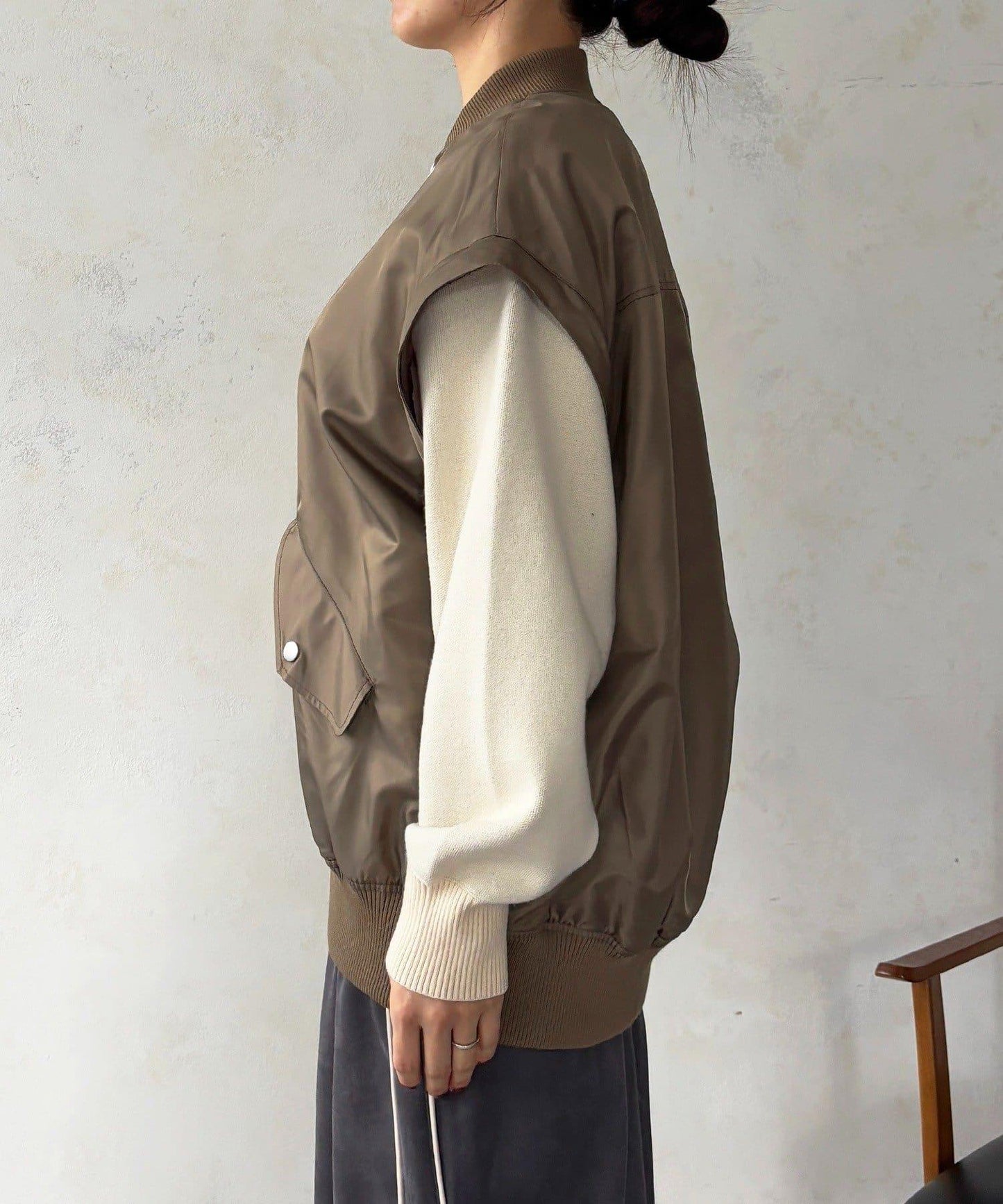 牛仔拼接袖 MA1 夾克