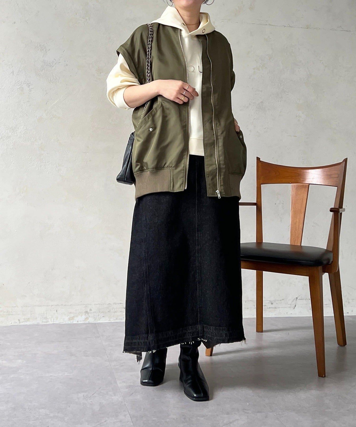 牛仔拼接袖 MA1 夾克