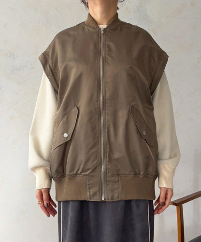 牛仔拼接袖 MA1 夾克