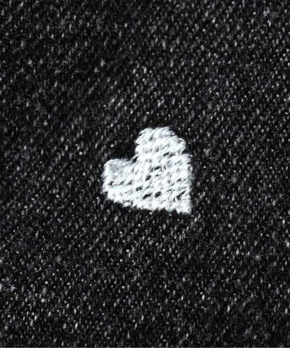 愛心滿版刺繡 彎刀廓形 褲子