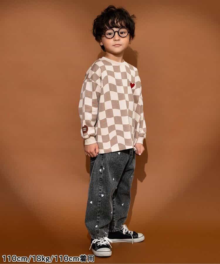 愛心滿版刺繡 彎刀廓形 褲子